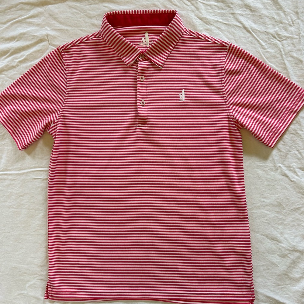 Johnnie-O Prep-formance Boy’s Striped Polo Shirt - Red size 14